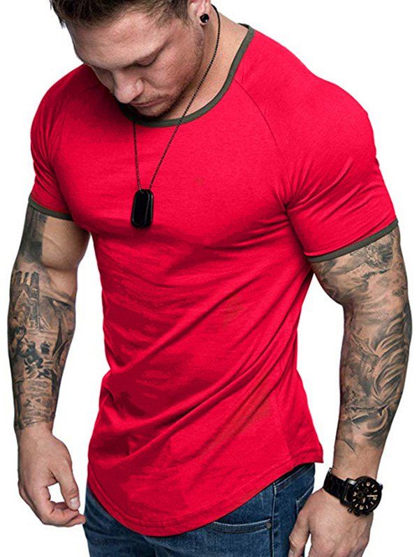 

Raglan Sleeve Ringer Short Sleeve T Shirt, Red