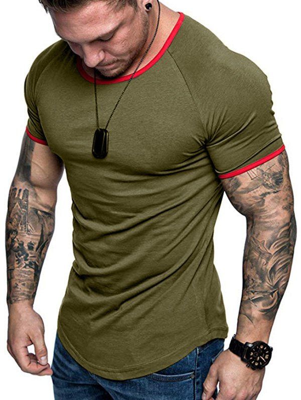 

Raglan Sleeve Ringer Short Sleeve T Shirt, Green