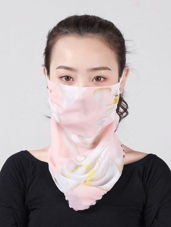 

Outdoor Flower Printed Face Mask Scarf, Light pink
