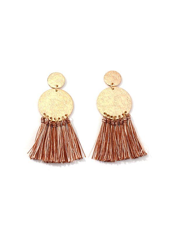

Fan Shape Tassel Design Earrings, Gold