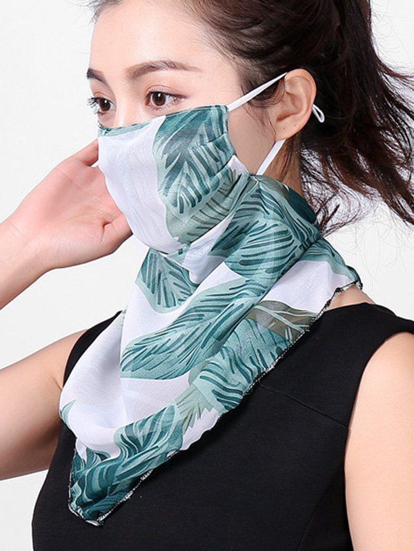 

Outdoor Leaf Printed Face Mask Scarf, Light sea green