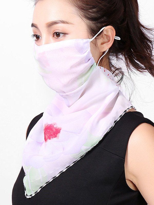 

Big Flower Printed Outdoor Mask Scarf, Sakura pink