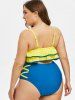 Plus Size Tiered Flounce Crisscross Tankini Swimwear -  