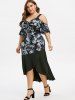 Plus Size Cold Shoulder Floral Print Twist Maxi Dress -  