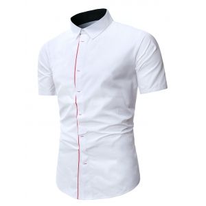 

Contrast Placket Button Up Short Sleeve Shirt, White