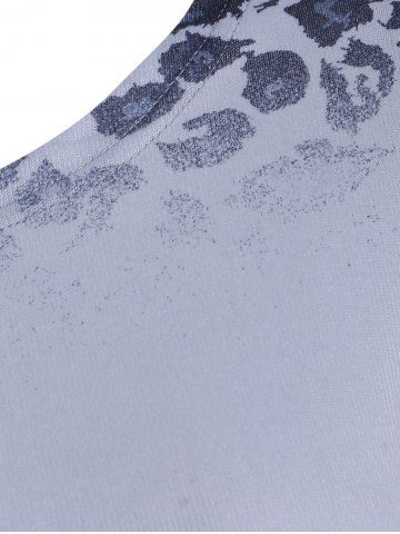 

Short Sleeve Leopard Print Plus Size Top, Gray
