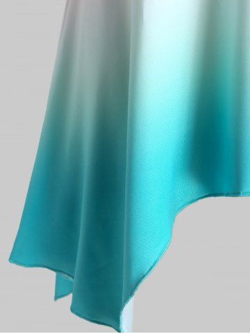 Plus Size Handkerchief Printed Ombre Color Tank Top