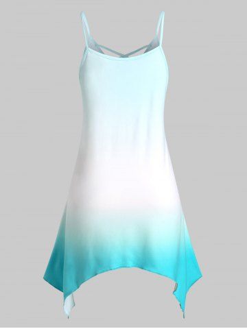 Plus Size Handkerchief Printed Ombre Color Tank Top