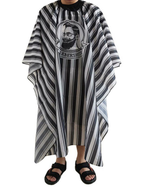 

Hairdressing Striped Print Hair Cutting Cape For Adult, Black
