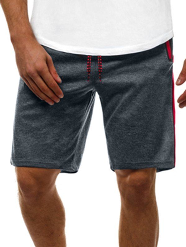 

Contrast Color Zip Pockets Casual Shorts, Gray