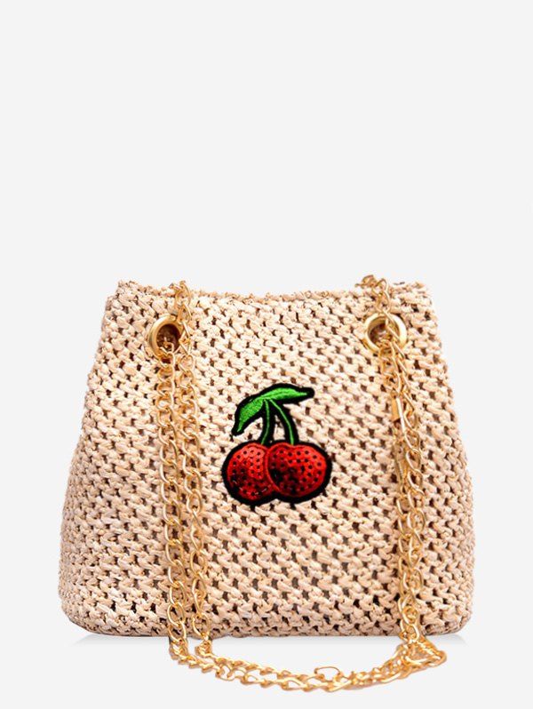 

Cherry Pattern Chain Crossbody Bag, Warm white