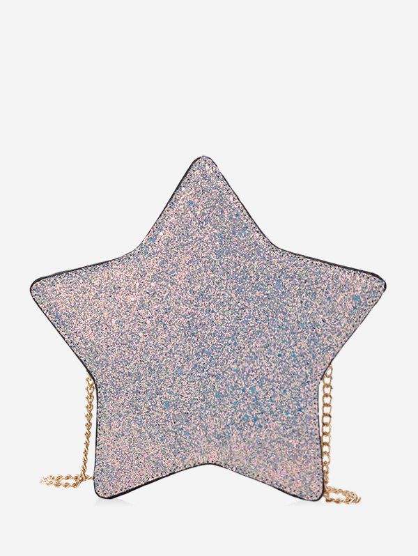 

Star Shape Glitter Chain Crossbody Bag, Silver