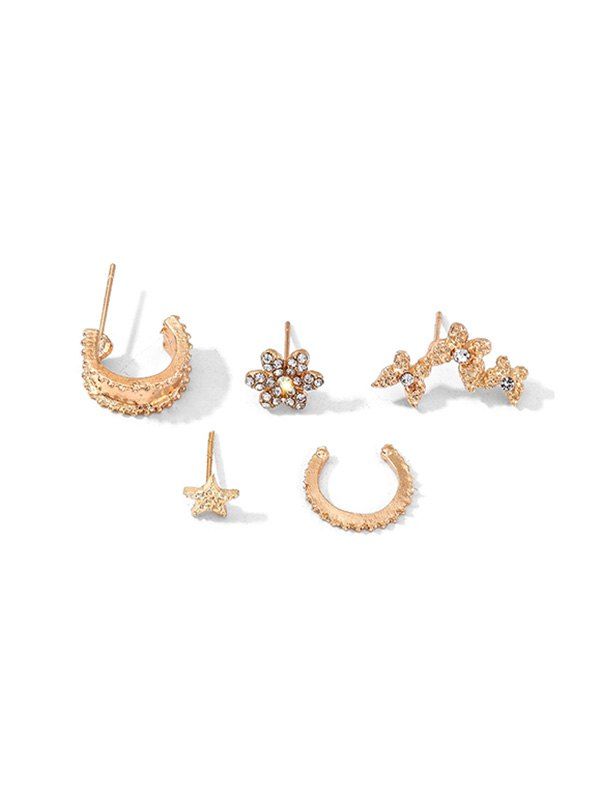 

Rhinestone Butterfly Floral Star Stud Earring Set, Gold