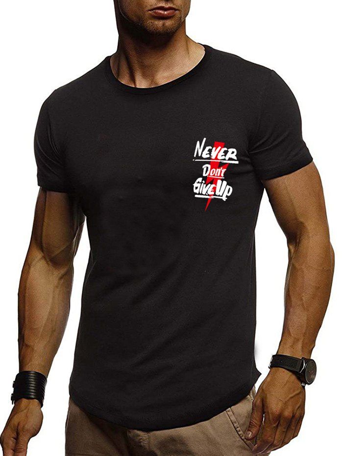

Letter Graphic Printing Casual T-shirt, Black