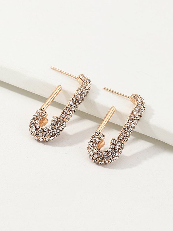 

Full Rhinestone Pin Dangle Earrings, Gold