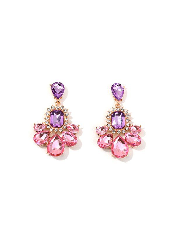 

Faux Gemstone Geometric Water Drop Earrings, Gold