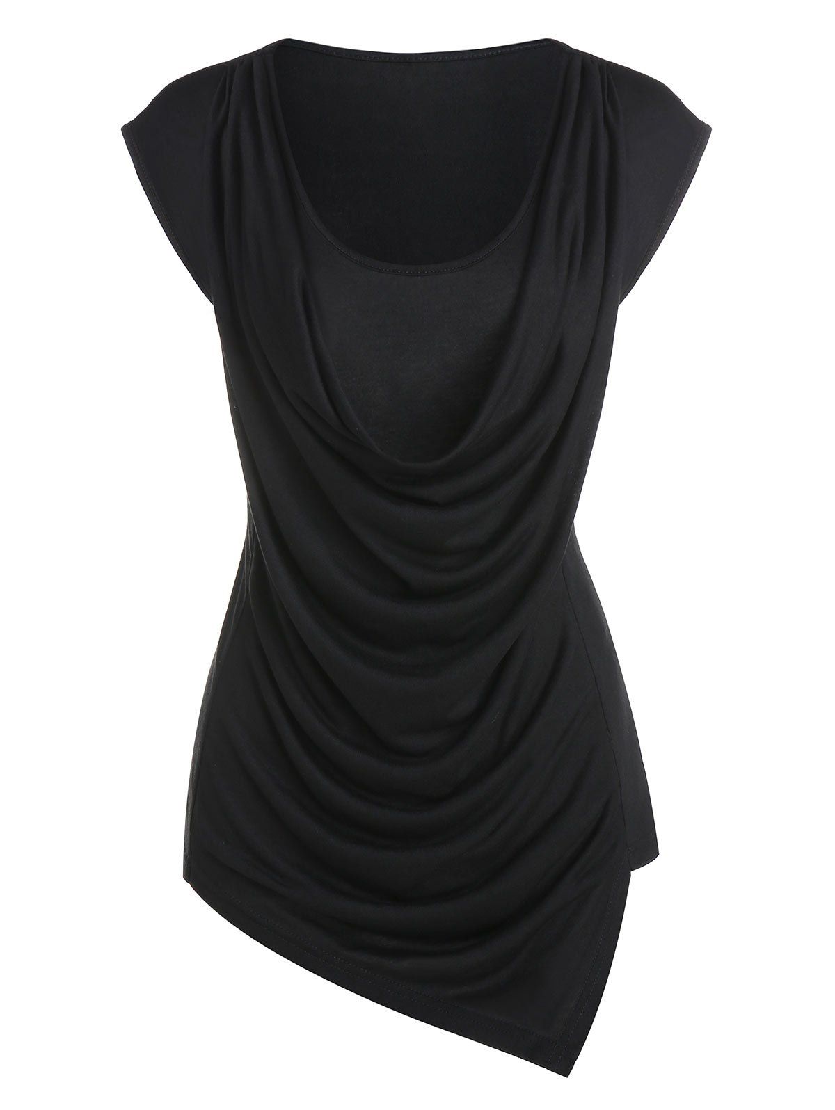 

Draped Asymmetric Faux Twinset T-shirt, Black