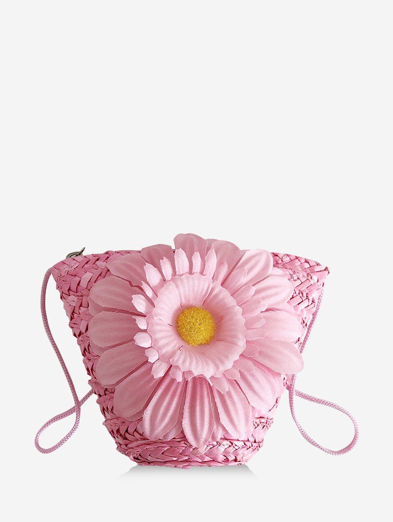 

Beach Flower Crochet Mini Crossbody Bag, Pink