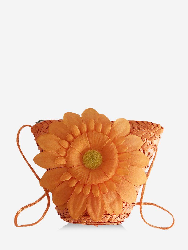 

Beach Flower Crochet Mini Crossbody Bag, Mango orange