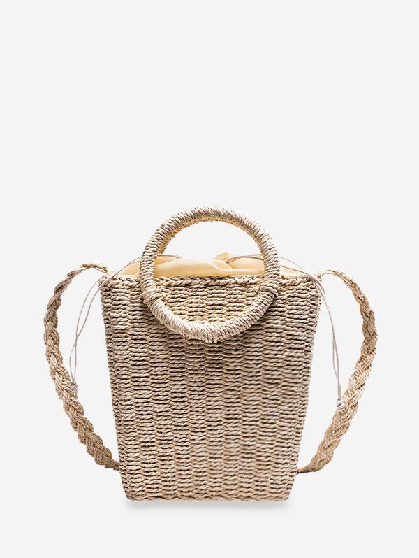 

Beach Drawstring Knitted Crossbody Bag, Beige