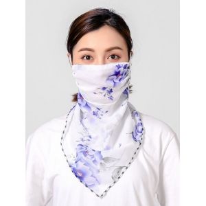 

Flowers Printed Outdoor Mask Scarf, White