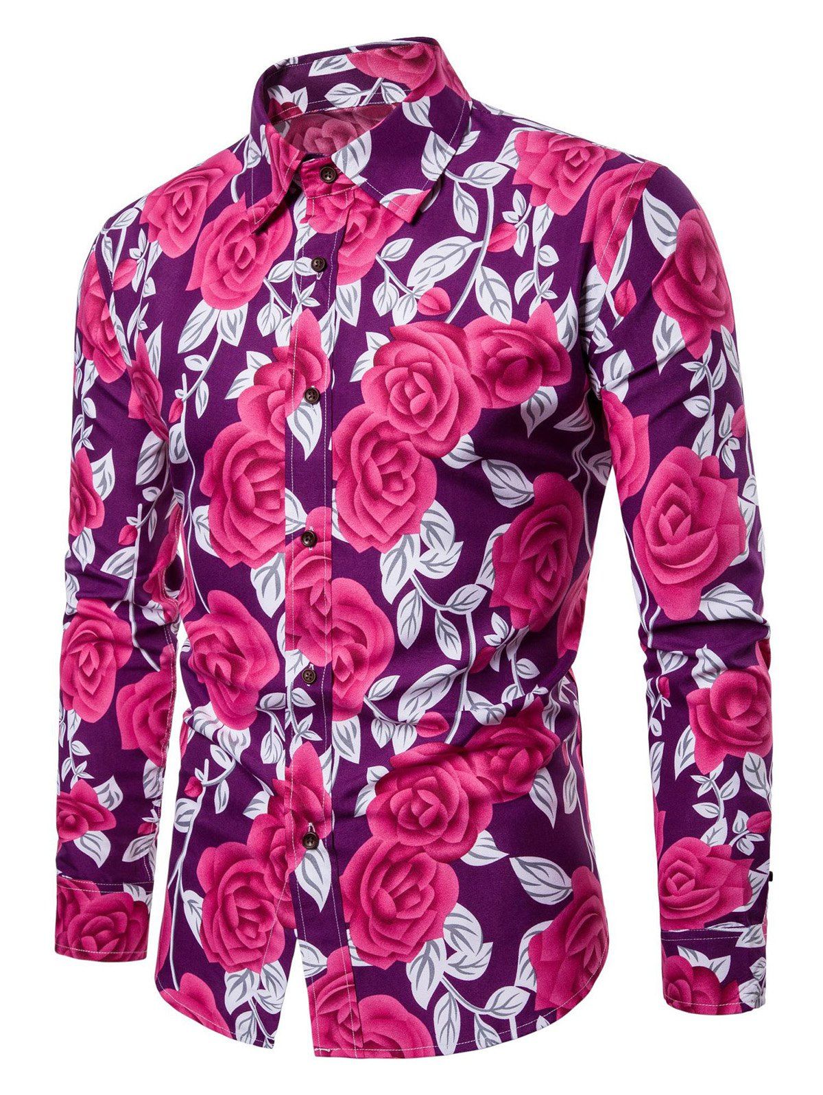

Allover Flower Printed Long Sleeve Shirt, Concord