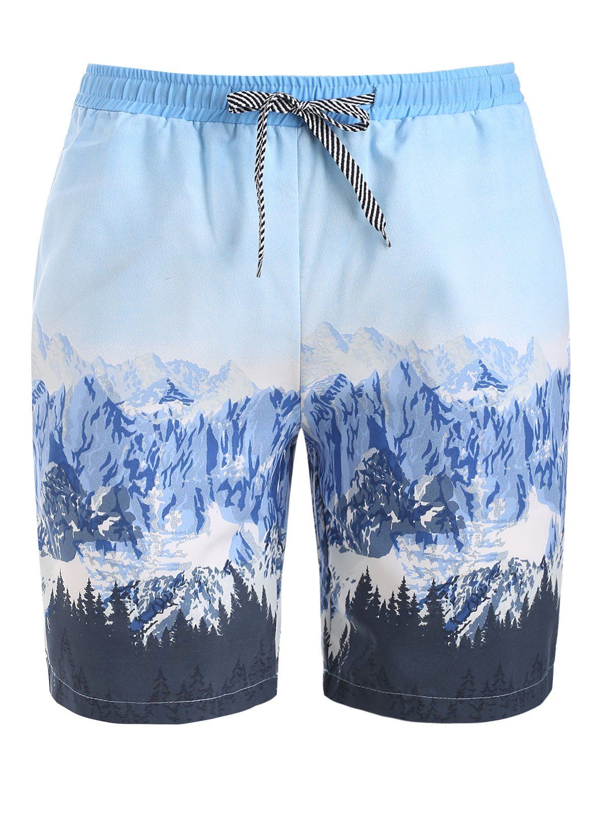 

Snow Mountain Print Drawstring Shorts, Multi-c