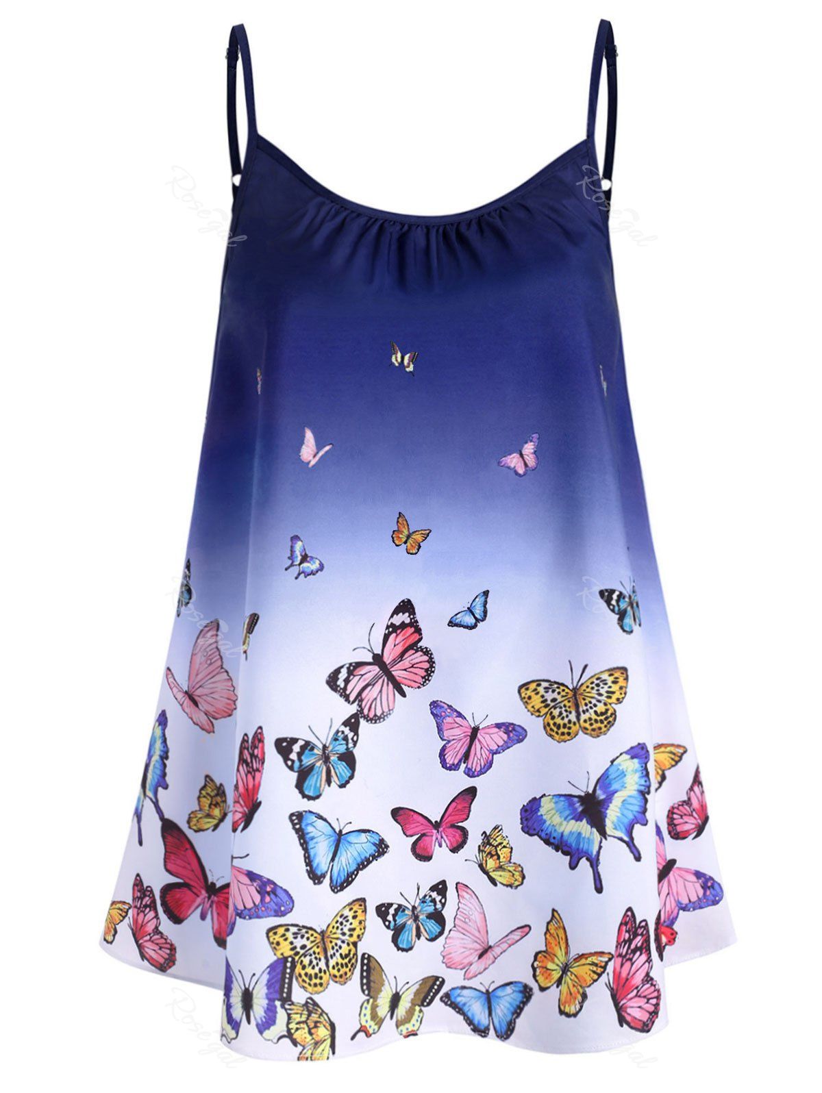 Chic Plus Size Ombre Butterfly Print Cami Top  