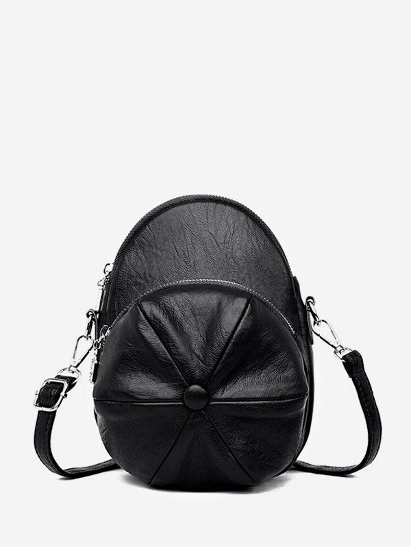 

Baker Boy Cap Shape Crossbody Bag, Black