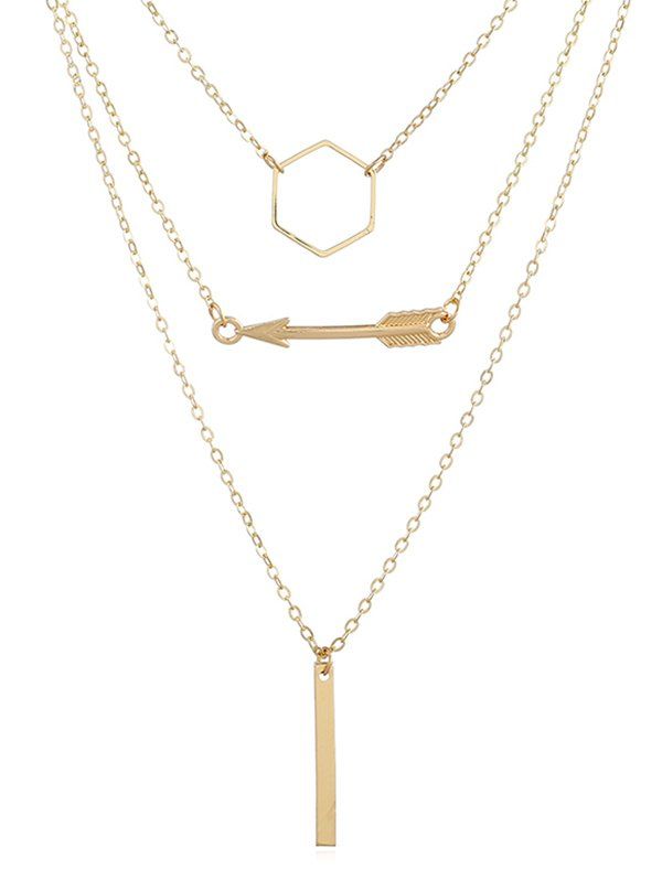 

Hollow Geometric Arrow Layered Necklace, Gold