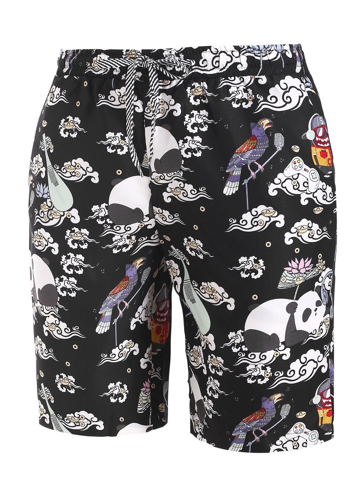 

Cartoon Animal Clouds Graphic Casual Shorts, Multi-a