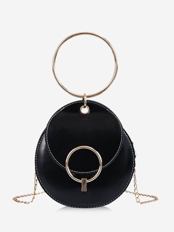 

Round Metal Handle Crossbody Bag, Black