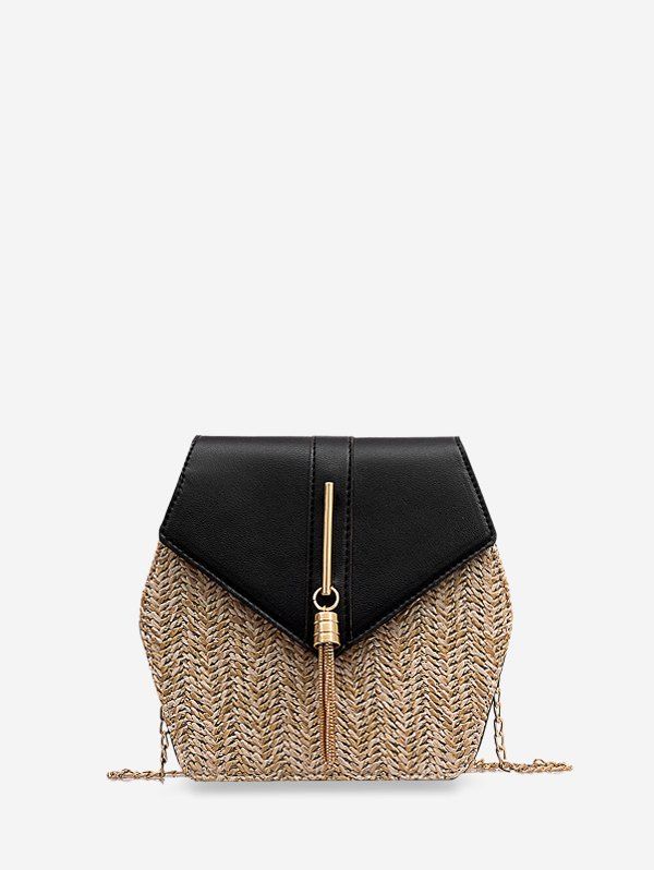 

Geometric Tassel Knitted Chain Crossbody Bag, Black