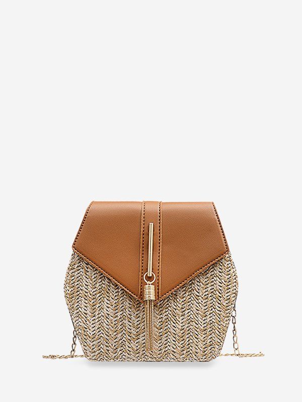

Geometric Tassel Knitted Chain Crossbody Bag, Tiger orange