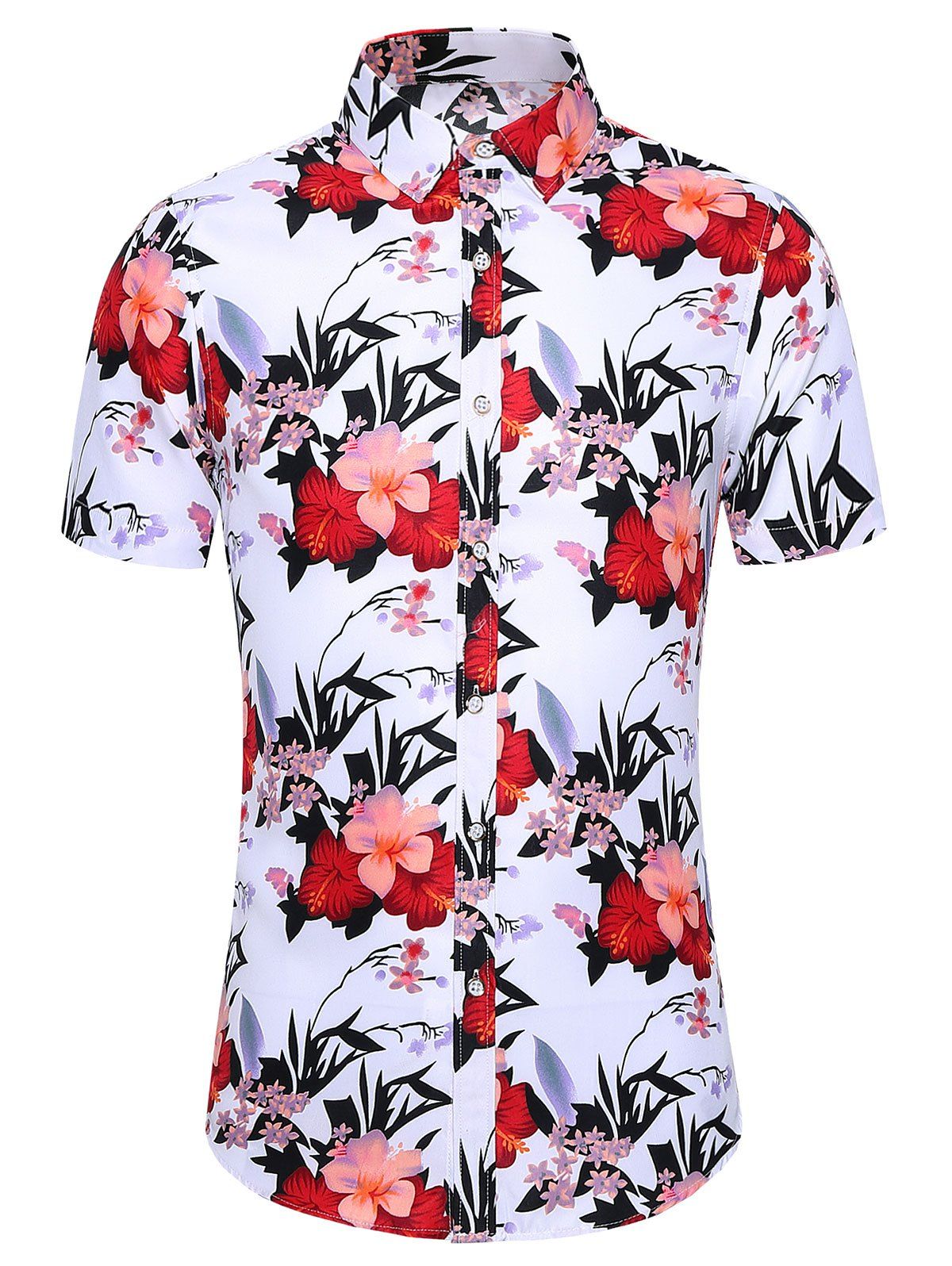 

Flower Printed Button Down Shirt, White