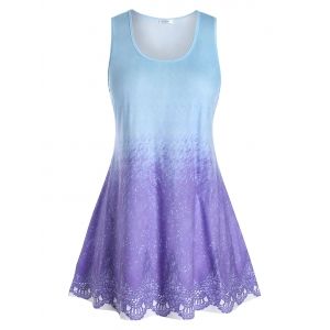 

Plus Size Tie Dye Pattern Tunic Tank Top, Sky blue