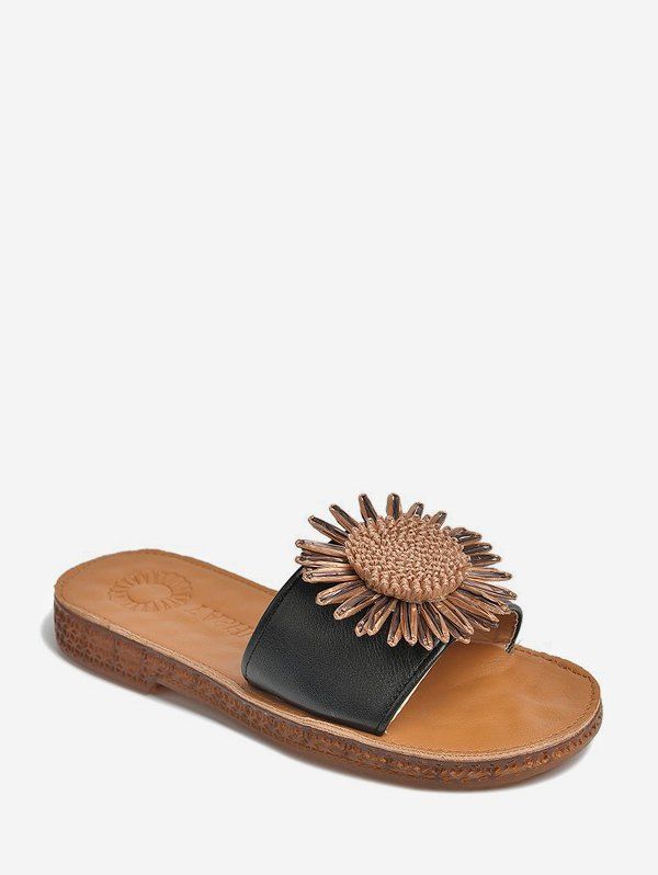

Sunflower Leather Beach Flat Slides, Black
