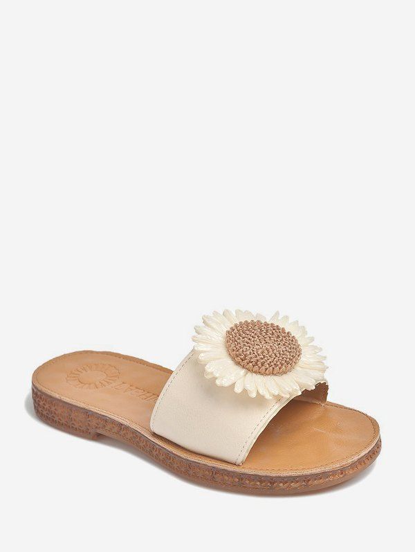 

Sunflower Leather Beach Flat Slides, White