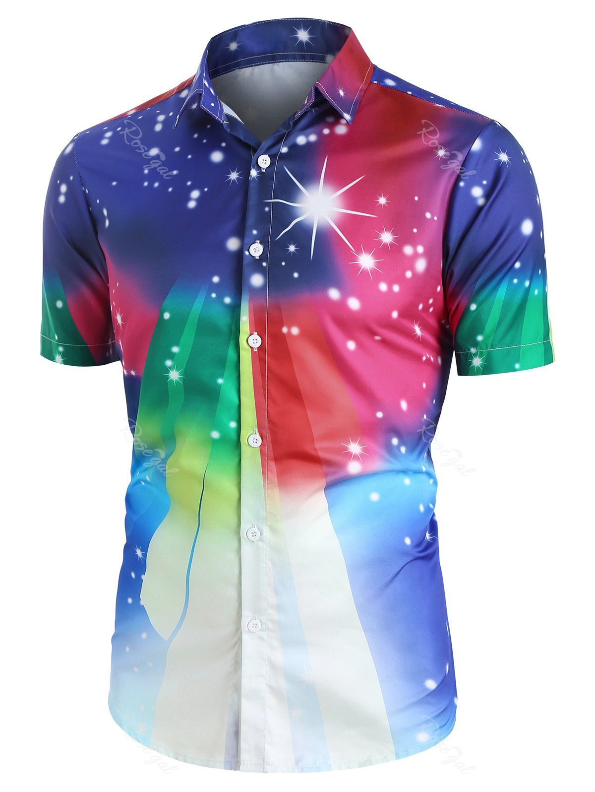 

Colorful Gradient Spotty Button Up Shirt, Multi