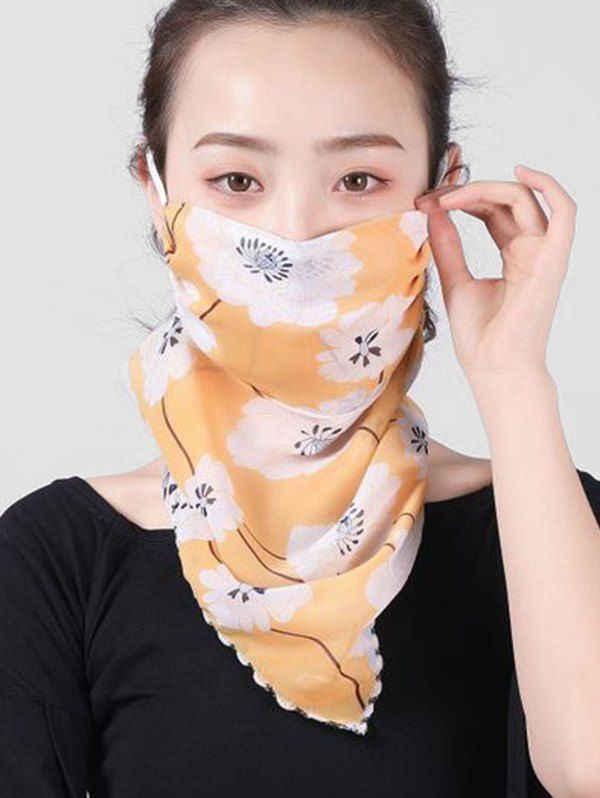 

Outdoor Flower Pattern Mask Scarf, Mustard