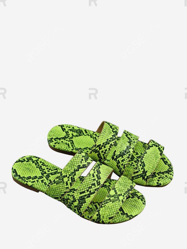 

Snakeskin Pattern Beach Slides Sandals, Green