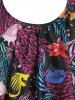 Plus Size Printed Overlay Crisscross Cinched Tankini Swimwear -  
