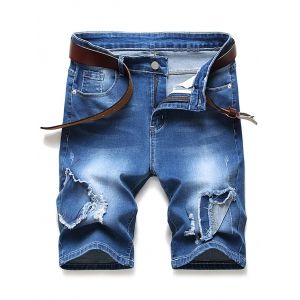 

Patchworks Ripped Design Denim Shorts, Denim dark blue