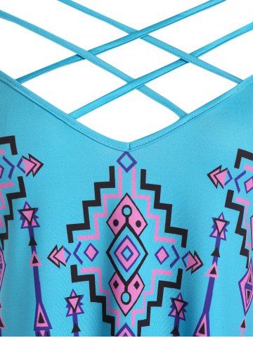 Plus Size Criss Cross Ombre Print Asymmetrical Cami Top