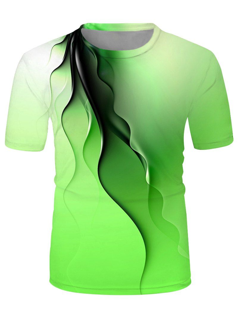

Abstract Line Print Crew Neck Short Sleeve T Shirt, Multi-c