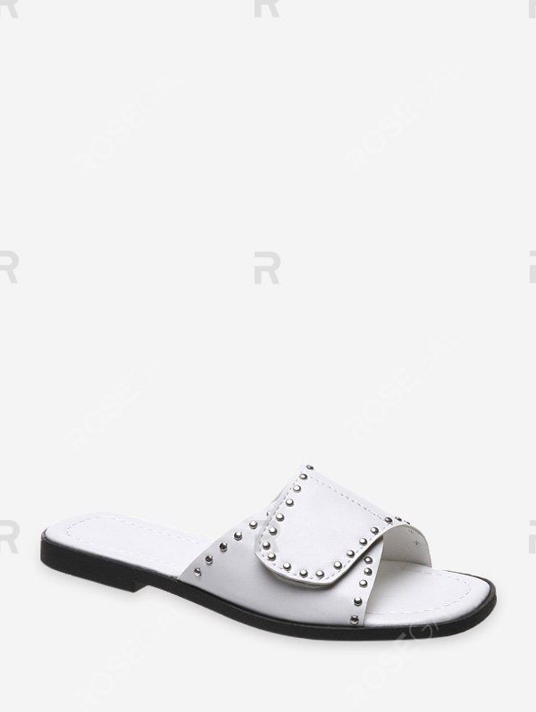 

Rivet Embellished Sandals, White