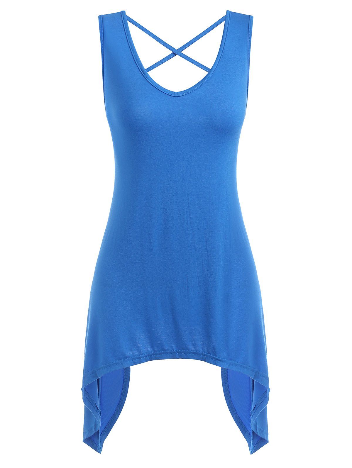 

Criss Cross Handkerchief Longline Tank Top, Dodger blue