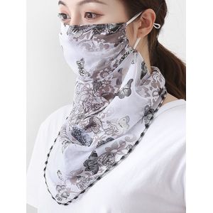 

Outdoor Butterfly Printed Mask Scarf, White