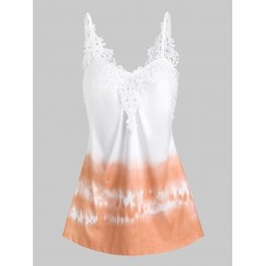 

Dip Dye Lace Panel Cami Tank Top, White