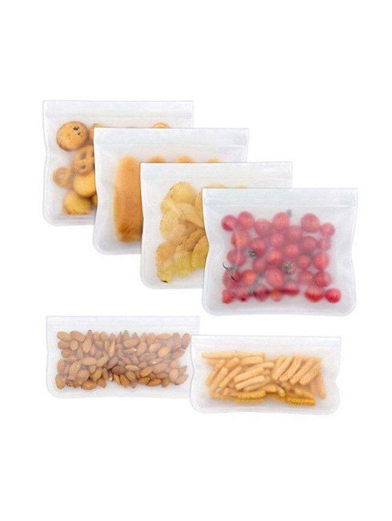 

6 Pcs Reusable Translucent Food Storage Bags, Transparent